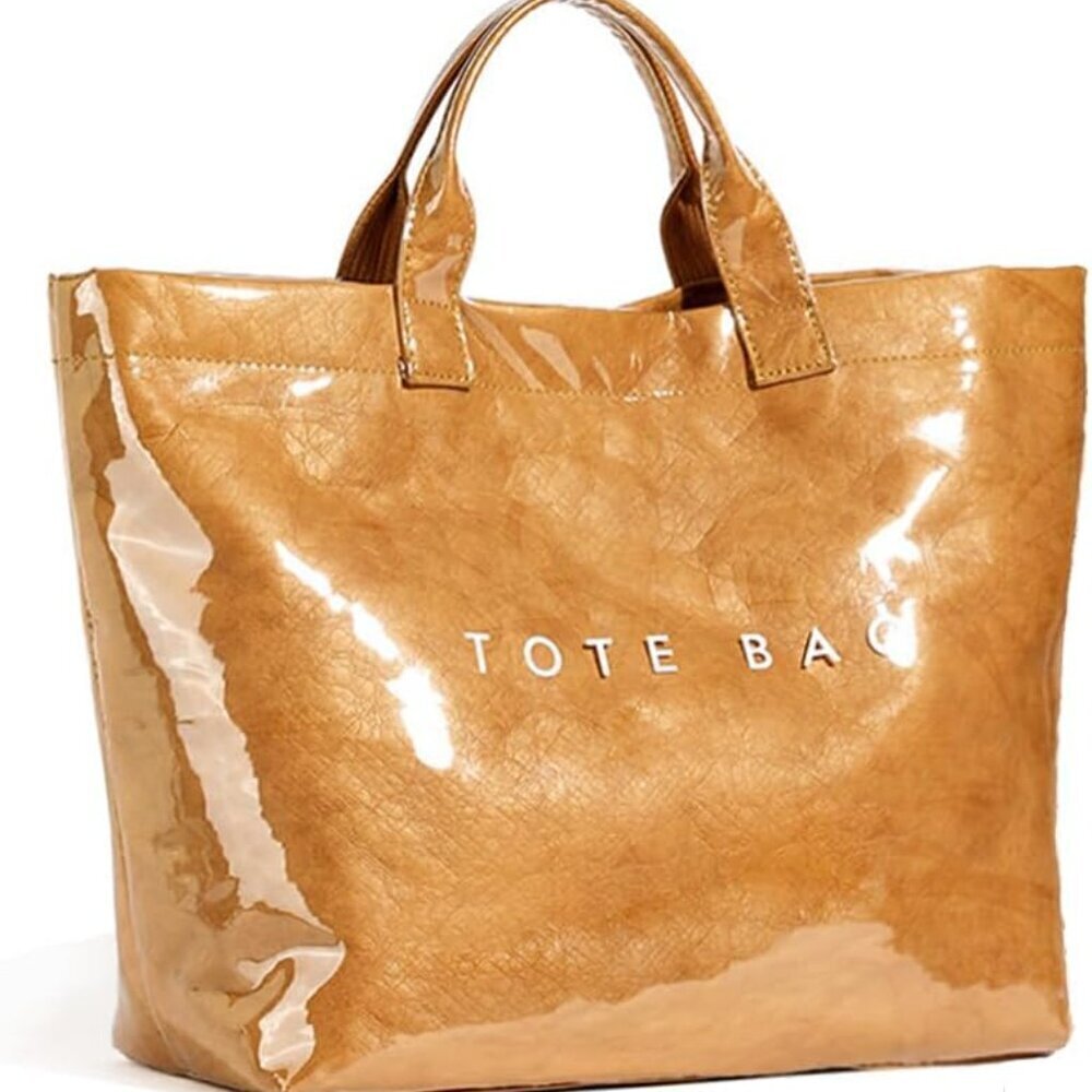 Women's Kraft Paper Large Tote Bag Durable Reusable Shopping Shoulder